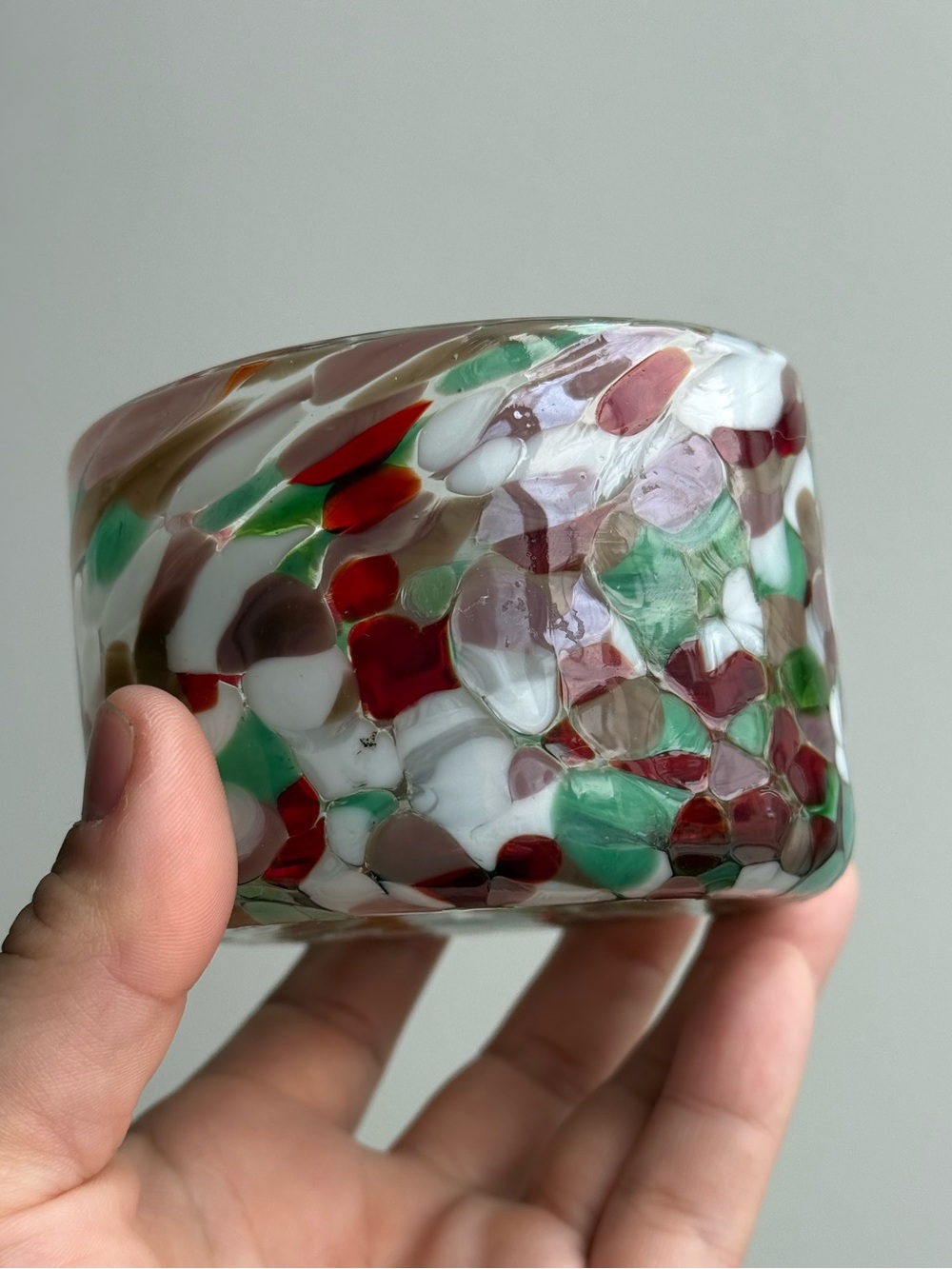 Confetti Style Handblown Glass Votive Candle Holder Catchall Jar Art Decor
